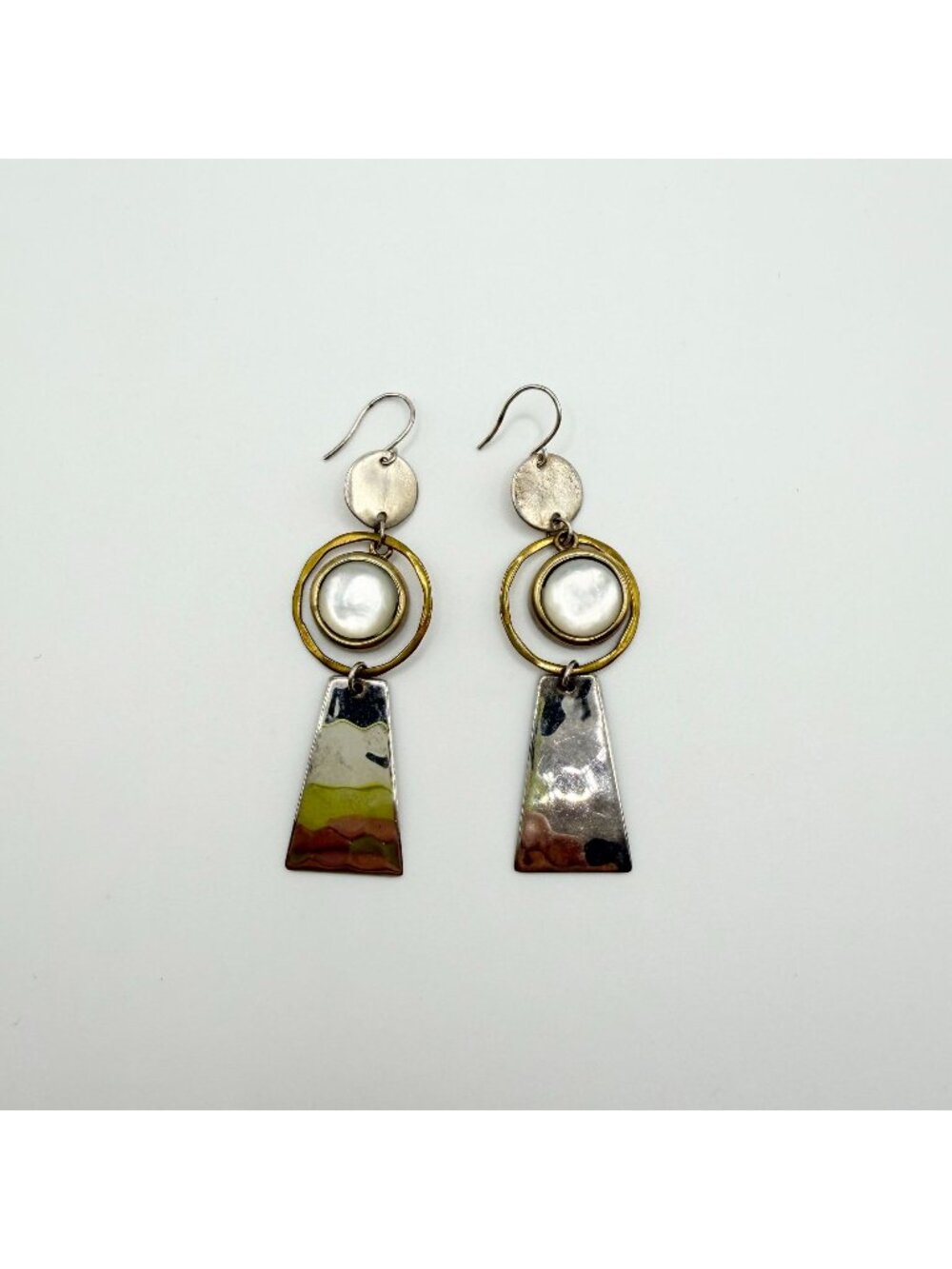 Robert Lee Morris Studio 925 Sterling Silver & Brass Earrings With Pearl Accents